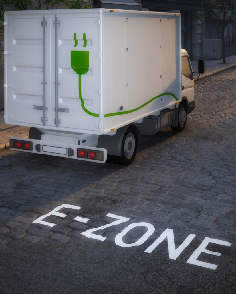 vrachtwagen distributie in stad